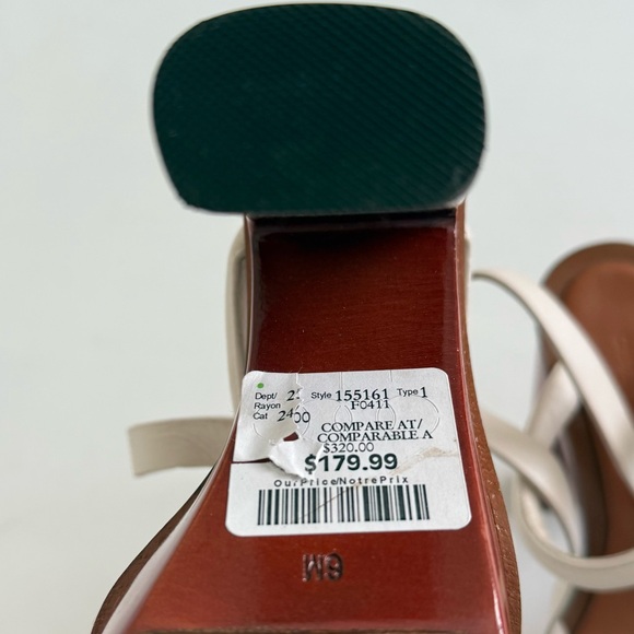 🧡 Leather Charles Jourdan Elegant White Strappy Women's Sandal Heels - Picture 6 of 9